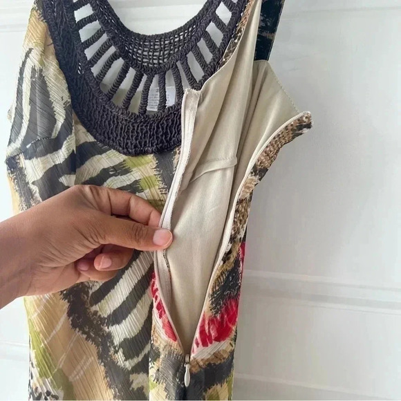 CLASSIC ANIMAL PRINT RUFFLE MULTI COLOR MAXI DRESS SIZE 36 100% COTTON SIZE 36 - Picture 13 of 15